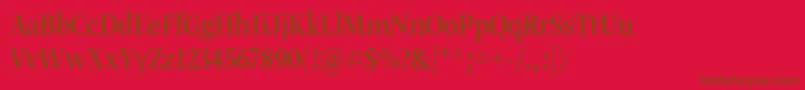 Gretadisnarproreg-Schriftart – Braune Schriften auf rotem Hintergrund