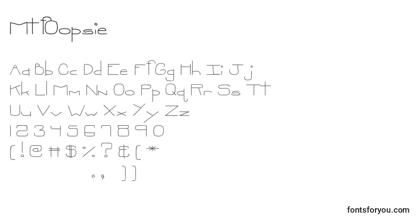 A fonte MtfOopsie – alfabeto, números, caracteres especiais