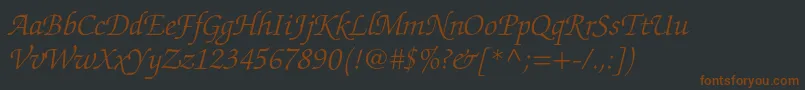 ZapfchancerystdLightitalic Font – Brown Fonts on Black Background