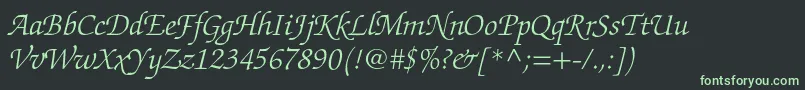 ZapfchancerystdLightitalic-fontti – vihreät fontit mustalla taustalla