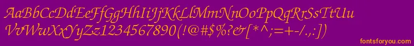 ZapfchancerystdLightitalic Font – Orange Fonts on Purple Background