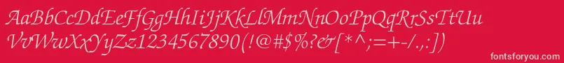 ZapfchancerystdLightitalic Font – Pink Fonts on Red Background