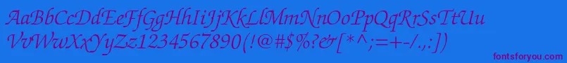 ZapfchancerystdLightitalic-Schriftart – Violette Schriften auf blauem Hintergrund