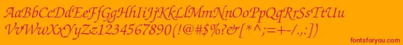 ZapfchancerystdLightitalic Font – Red Fonts on Orange Background