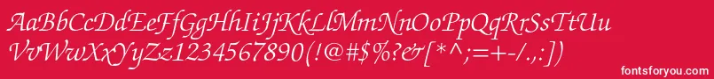 ZapfchancerystdLightitalic Font – White Fonts on Red Background