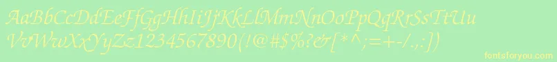 ZapfchancerystdLightitalic Font – Yellow Fonts on Green Background