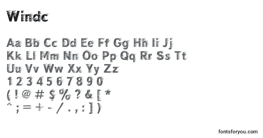 A fonte Windc – alfabeto, números, caracteres especiais