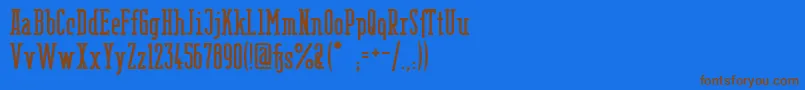 フォントBerlinEmailSerifSemibold – 茶色の文字が青い背景にあります。