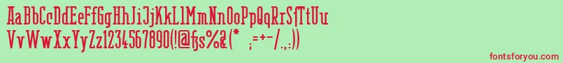 フォントBerlinEmailSerifSemibold – 赤い文字の緑の背景