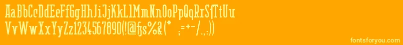 Fonte BerlinEmailSerifSemibold – fontes amarelas em um fundo laranja