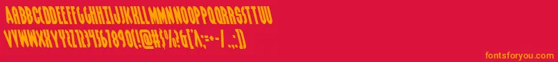 Fonte Grendelsmotherleft – fontes laranjas em um fundo vermelho