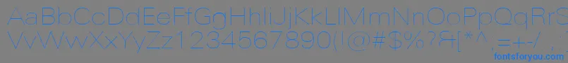 UniversNextProUltralightExtended-Schriftart – Blaue Schriften auf grauem Hintergrund