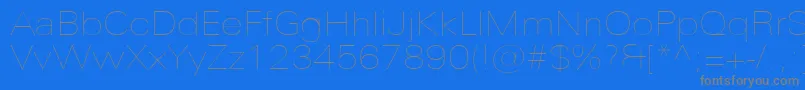 Fonte UniversNextProUltralightExtended – fontes cinzas em um fundo azul