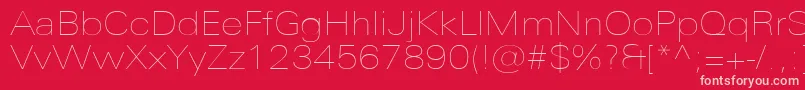 UniversNextProUltralightExtended-Schriftart – Rosa Schriften auf rotem Hintergrund