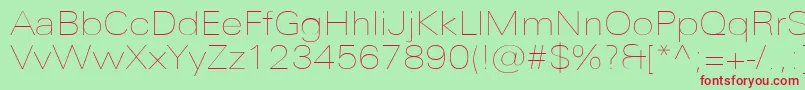 UniversNextProUltralightExtended Font – Red Fonts on Green Background