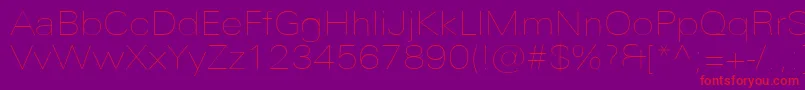 UniversNextProUltralightExtended Font – Red Fonts on Purple Background