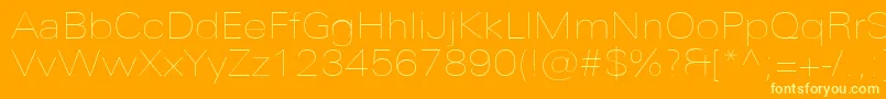 UniversNextProUltralightExtended-Schriftart – Gelbe Schriften auf orangefarbenem Hintergrund