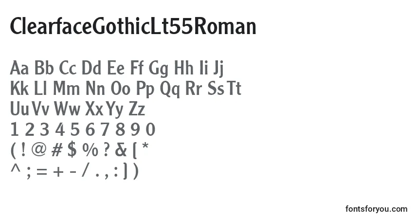 Czcionka ClearfaceGothicLt55Roman – alfabet, cyfry, specjalne znaki