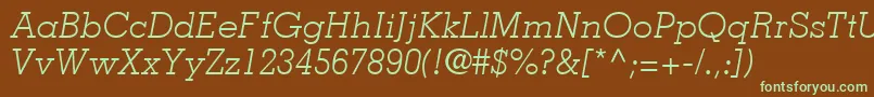 JaakLightSsiLightItalic Font – Green Fonts on Brown Background