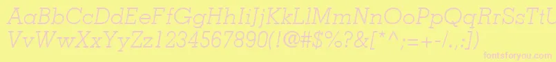 JaakLightSsiLightItalic-Schriftart – Rosa Schriften auf gelbem Hintergrund