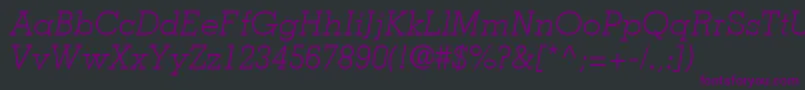 Czcionka JaakLightSsiLightItalic – fioletowe czcionki na czarnym tle