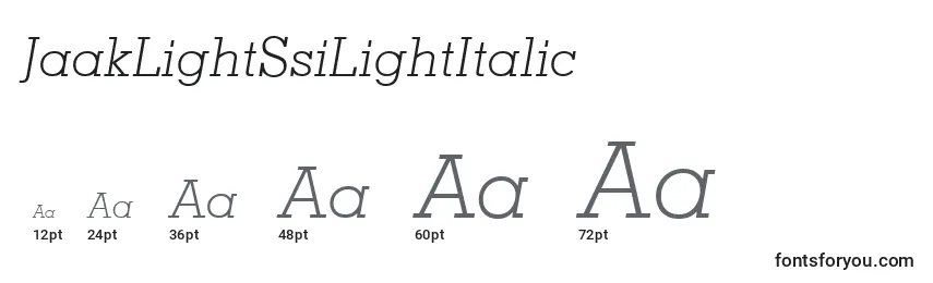 Размеры шрифта JaakLightSsiLightItalic