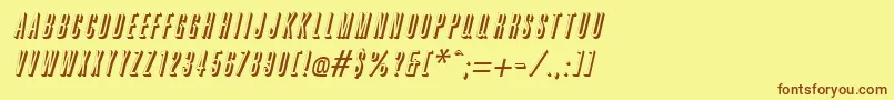 フォントGreatshadowItalic – 茶色の文字が黄色の背景にあります。