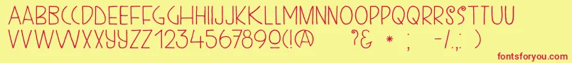 フォントDkKunstschau – 赤い文字の黄色い背景