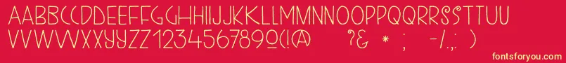 DkKunstschau Font – Yellow Fonts on Red Background