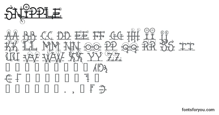 Czcionka Snipple – alfabet, cyfry, specjalne znaki