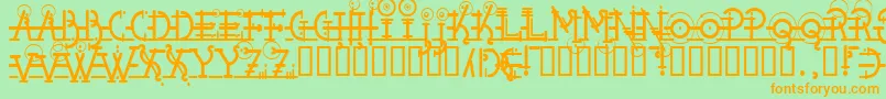 フォントSnipple – オレンジの文字が緑の背景にあります。