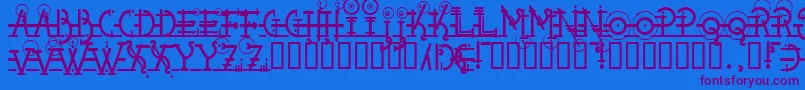 Snipple-Schriftart – Violette Schriften auf blauem Hintergrund