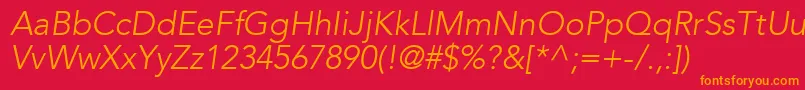 ExpoLightSsiLightItalic Font – Orange Fonts on Red Background