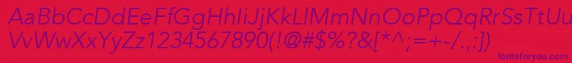 ExpoLightSsiLightItalic-Schriftart – Violette Schriften auf rotem Hintergrund