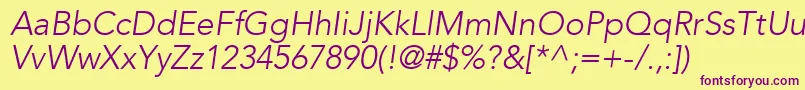 Czcionka ExpoLightSsiLightItalic – fioletowe czcionki na żółtym tle