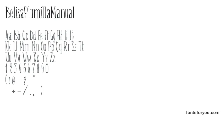 A fonte BelisaPlumillaManual – alfabeto, números, caracteres especiais