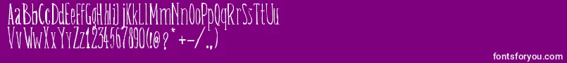 BelisaPlumillaManual-fontti – valkoiset fontit violetilla taustalla