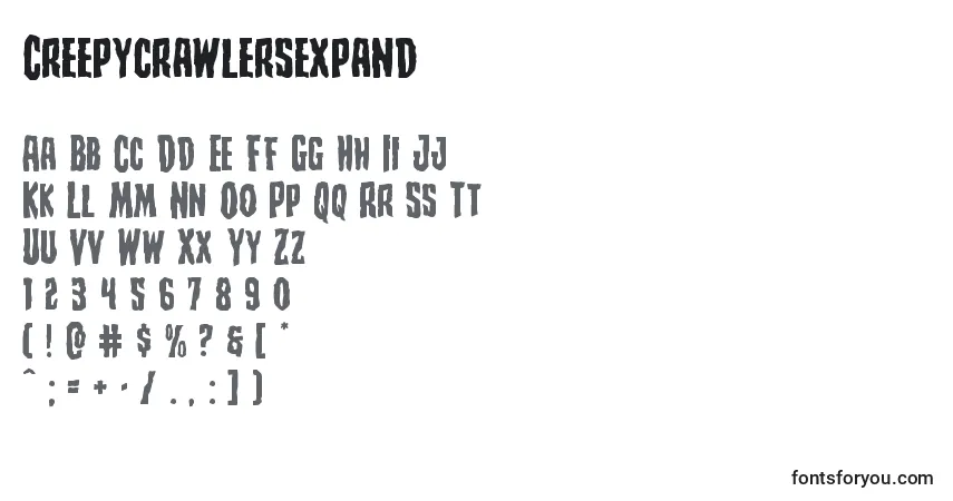 Creepycrawlersexpand Font – alphabet, numbers, special characters