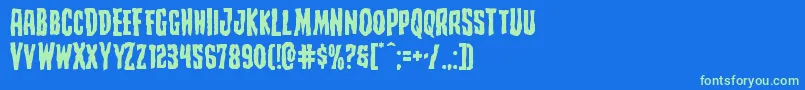 Creepycrawlersexpand Font – Green Fonts on Blue Background