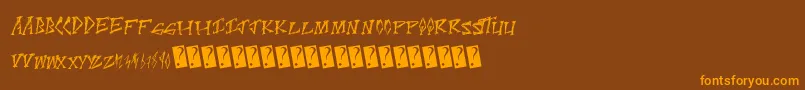 Scratchpoint-Schriftart – Orangefarbene Schriften auf braunem Hintergrund