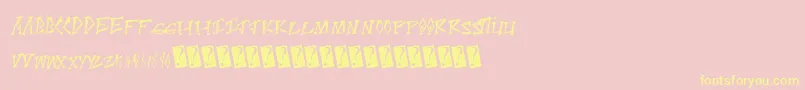 Scratchpoint-Schriftart – Gelbe Schriften auf rosa Hintergrund