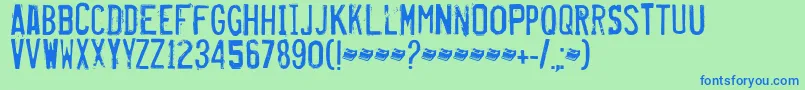 Misproject-Schriftart – Blaue Schriften auf grünem Hintergrund