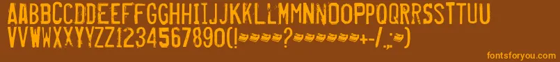 Misproject-Schriftart – Orangefarbene Schriften auf braunem Hintergrund