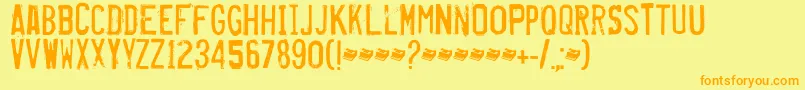 フォントMisproject – オレンジの文字が黄色の背景にあります。