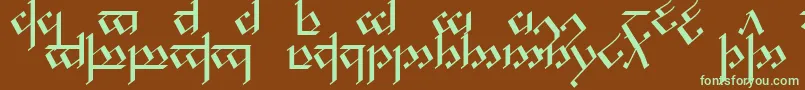 フォントTengwarNoldor1 – 緑色の文字が茶色の背景にあります。