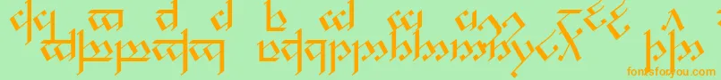 フォントTengwarNoldor1 – オレンジの文字が緑の背景にあります。