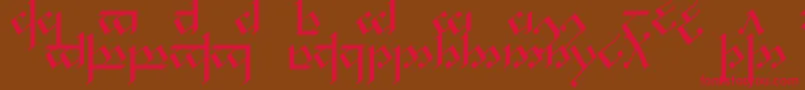 TengwarNoldor1 Font – Red Fonts on Brown Background