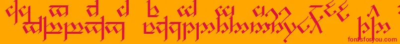 フォントTengwarNoldor1 – オレンジの背景に赤い文字