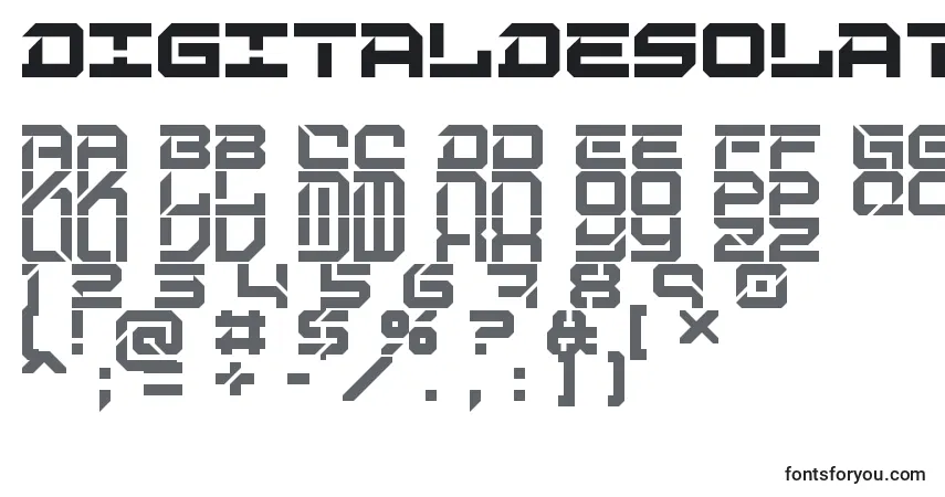 DigitalDesolationAlternate-fontti – aakkoset, numerot, erikoismerkit