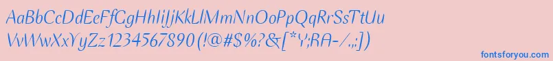 フォントEllipseItcItalic – ピンクの背景に青い文字